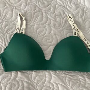 Victoria's Secret Deep Green Wireless Bra with Logo Straps